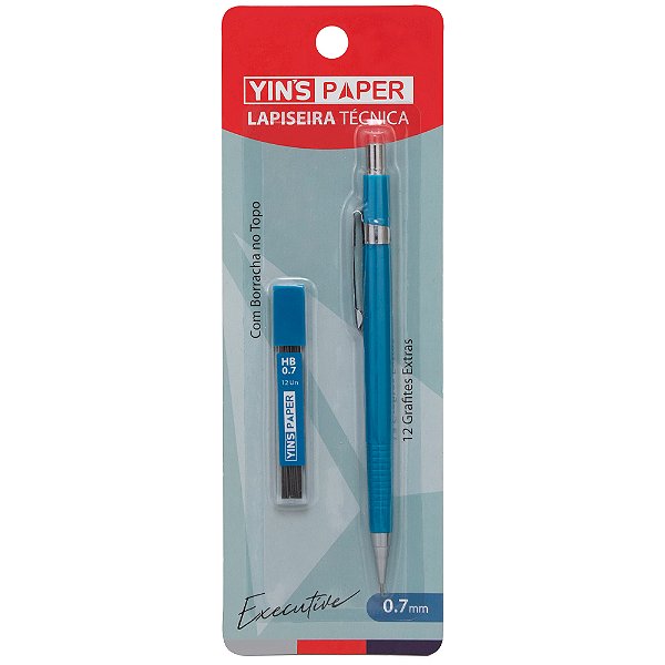 Lapiseira Técnica Executive 0,7mm Azul C/Grafites Extras