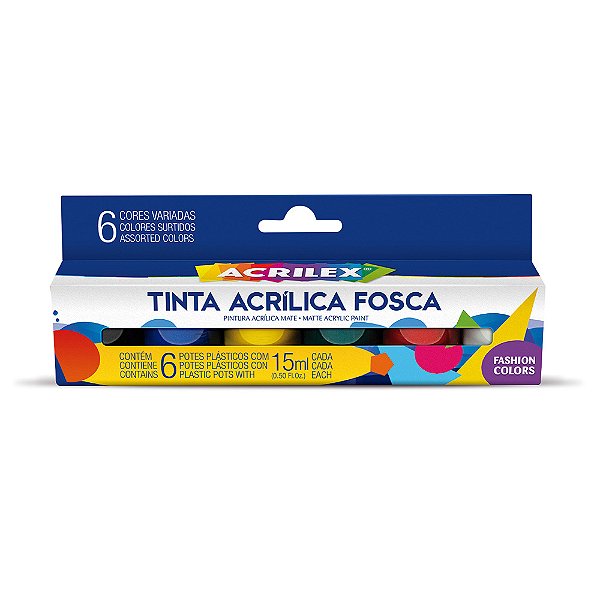 Tinta Acrílica Fosca 15ml C/6 Cores