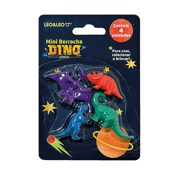 Kit Mini Borrachas Dino Blister C/4 Und