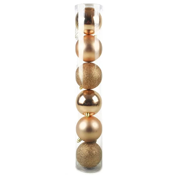 Bola Mista Fosca/Lisa/Glitter Champanhe 8cm C/6 Und