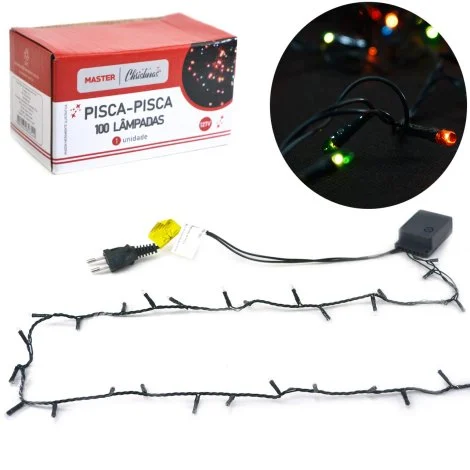 Pisca-Pisca 100 Lâmpadas Color Arroz 8f 127v