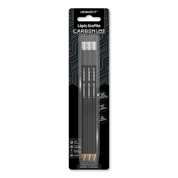 Lápis Carbono C/Borracha Blister C/03Und