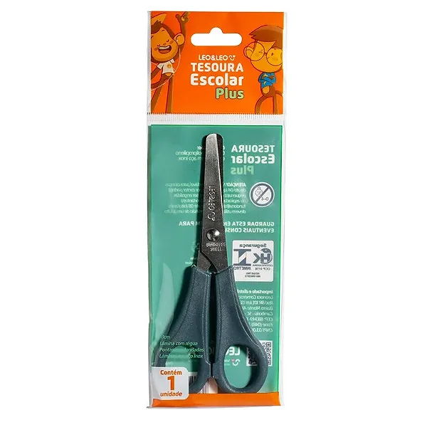Tesoura Escolar Plus Inox 130mm