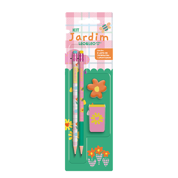 Kit Escolar Jardim 2 Lápis/Apontador/Borracha