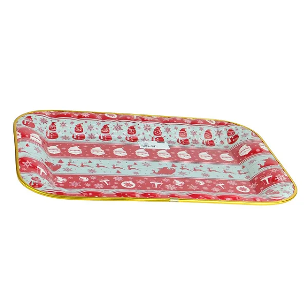 Bandeja Plástica Retangular Figuras Natalinas Vermelha 41x30,5cm