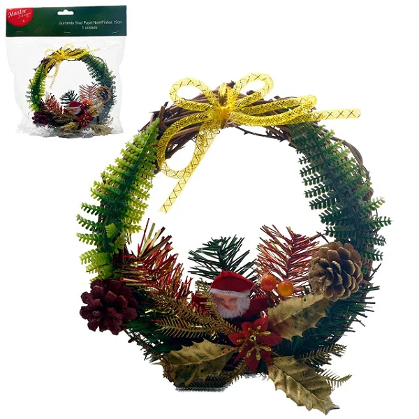 Guirlanda Sisal Papai Noel/Pinhas 19cm