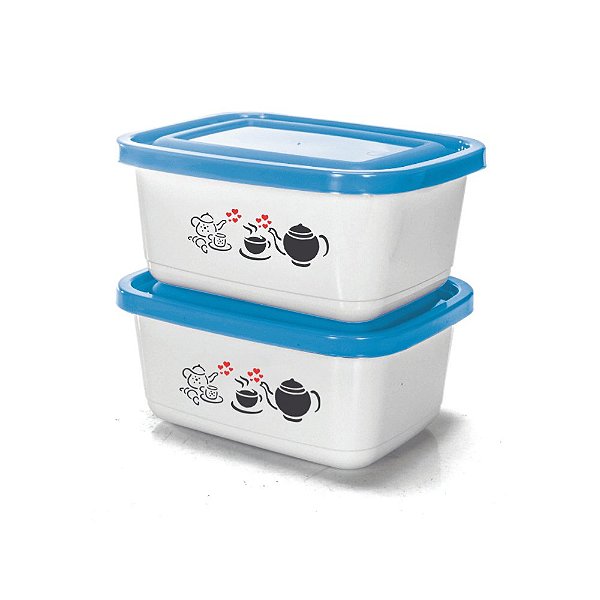 Conj. Pote Retangular GG Prime 2 Potes Decor. - 1300 ml