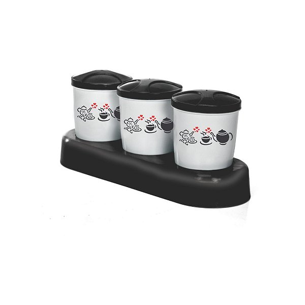 CONJUNTO DE CONDIMENTOS - 3 PÇS - 180 ML - DECORADO