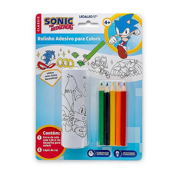 Rolinho Adesivo Para Colorir Sonic