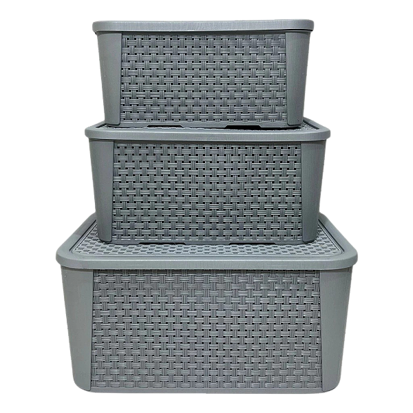 Conjunto Organizador Rattan Cinza C/03 Peças