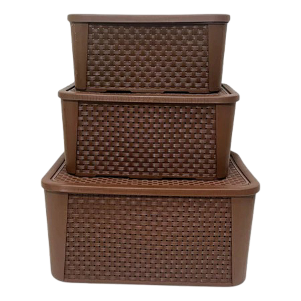 Conjunto Organizador Rattan Café C/03 Peças