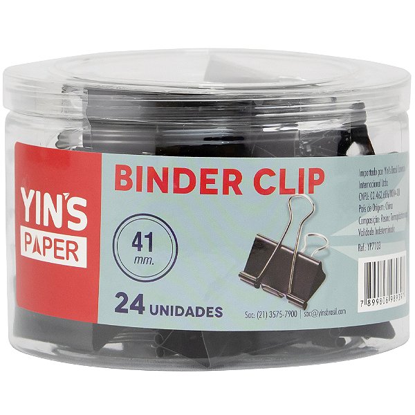 Prendedor Metal Blinder Preto 41mm C/24 Und