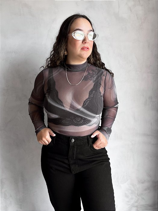 BODY TULE CINZA WAVES