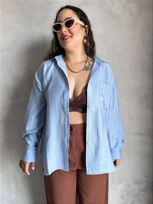 CAMISA MANGA LONGA AZUL