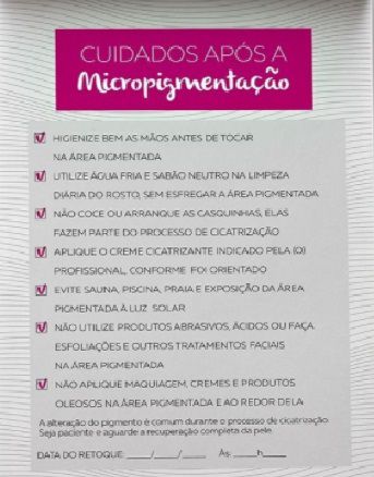 Ficha Anamnese Micropigmentação + Cuidados Cliente em Promoção na