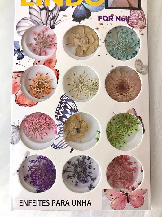 Flor Seca Para Unhas 12 Peças