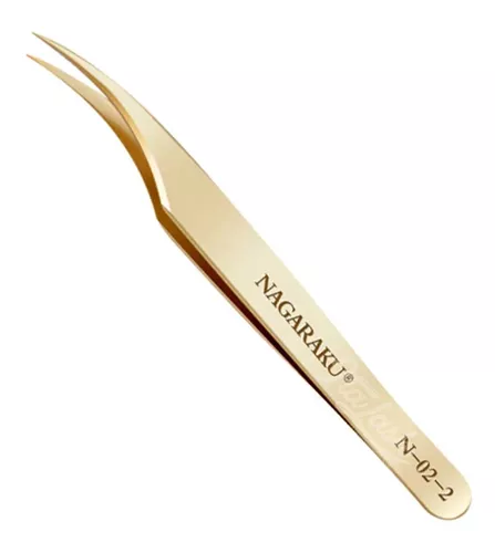Pinça Nagaraku Meio Curvada Dourada N-02-2