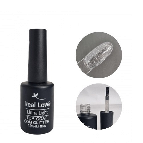 Top Coat Com Gliter Real Love Linha Light 12ML