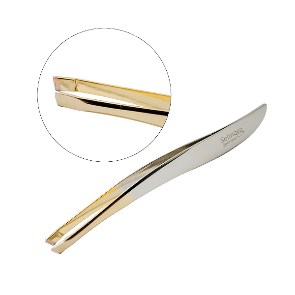 Pinça Solingen Chanfrada Folha Prata e Dourada - 4023
