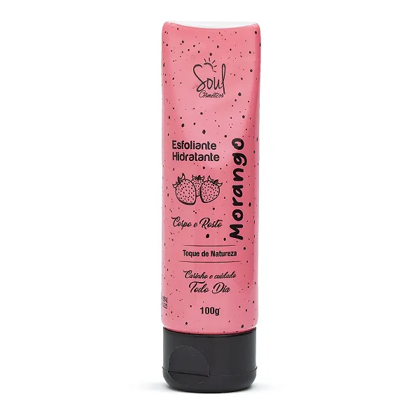 Hidratante Esfoliante para Corpo e Rosto de Morango Soul Cosméticos 100g