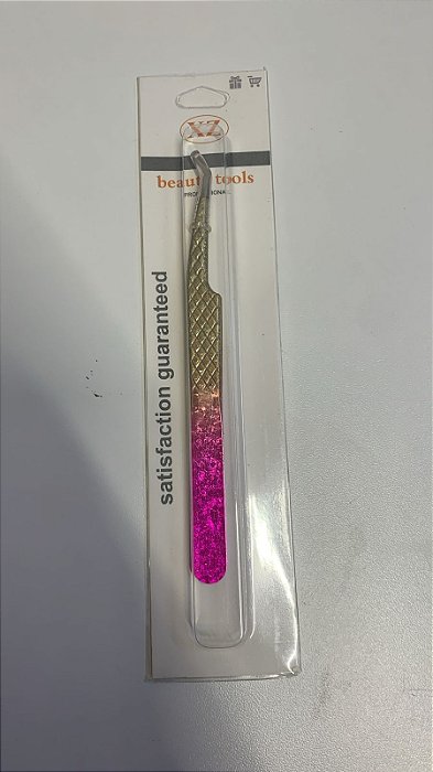 Pinça Dourada e Rosa Beauty Tools Semi Curva 01