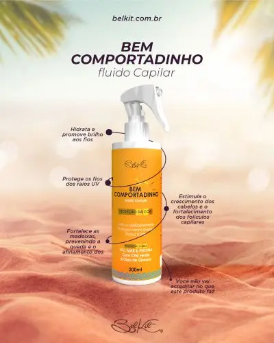 Spray Bem Comportadinho Proteção da Cor Sol, Mar, Piscina 200ml