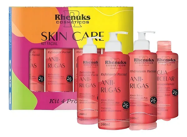 Rhenuks Skin Care - Kit Facial Anti Rugas Uso Diário (4 Produtos)