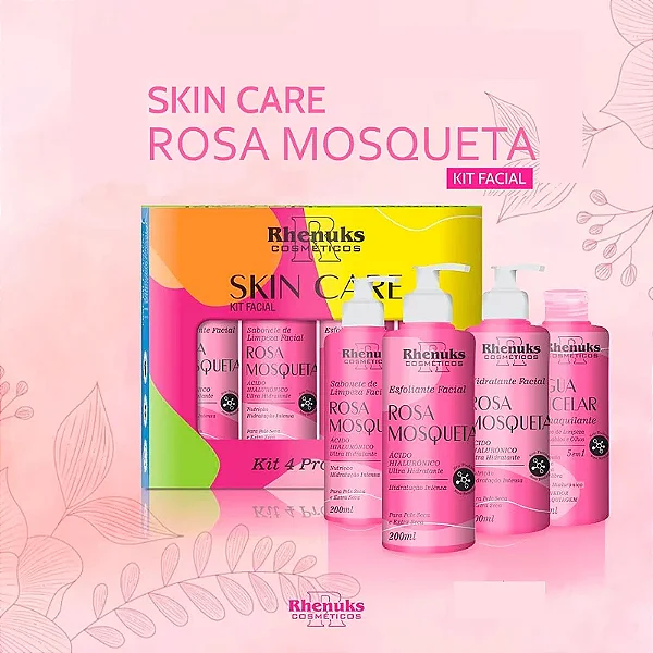 Rhenuks Skin Care - Kit Facial Rosa Mosqueta Uso Diário (4 Produtos)