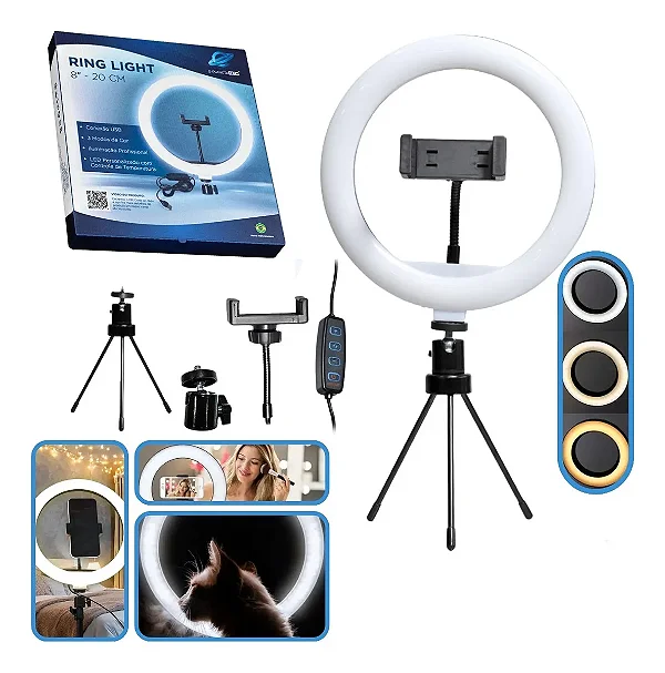 Ring Light 10+ Tripé de Mesa