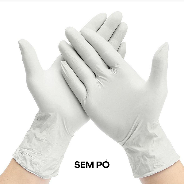 Luva Latex Branca Sem Pó - 100 Unidades