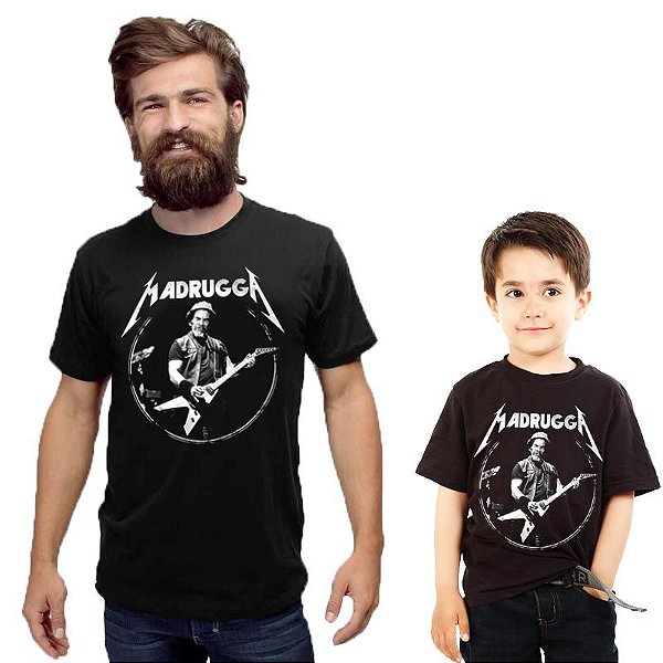 Kit Camisetas Premium Roquenrou Masculina e Infantil Unissex Pretas de mangas curtas Tal Pai tal filho Seu Madruga