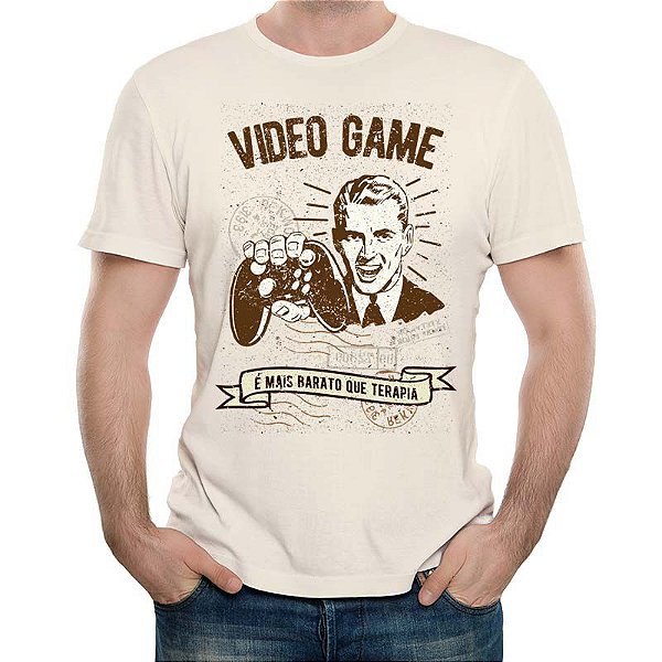 Camiseta Premium masculina Off White de mangas curtas Propaganda Antiga Video Game