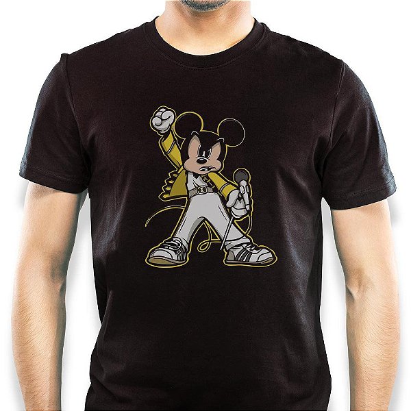 Camiseta rock Freddie Mouse com mangas curtas na cor preta