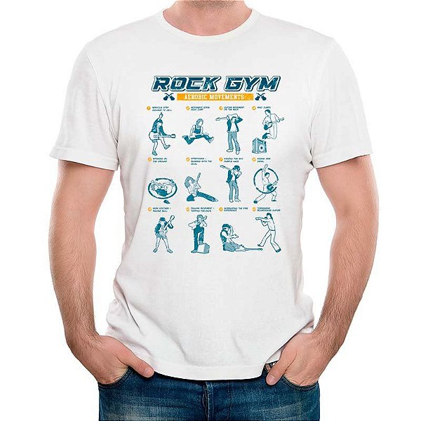 Camiseta Rock GYM com mangas curtas na cor branca