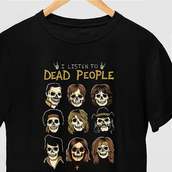 Camiseta Premium rock I listen to dead People para adulto com mangas curtas na cor preta