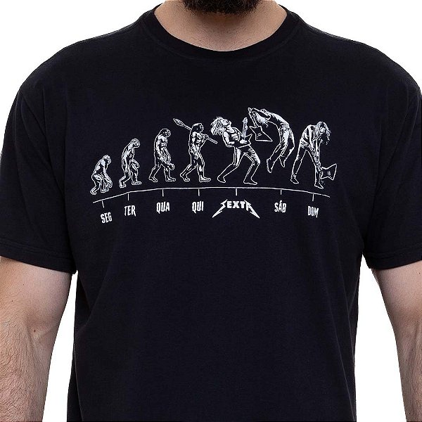 Camiseta Premium Evolução da Semana Rock tamanho adulto com mangas curtas