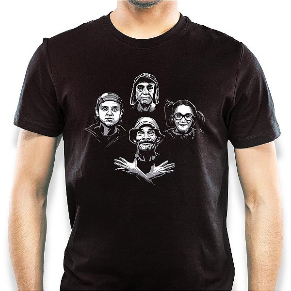 Camiseta rock Premium Queen Chaves Rhapsody tamanho adulto com mangas curtas na cor Preta