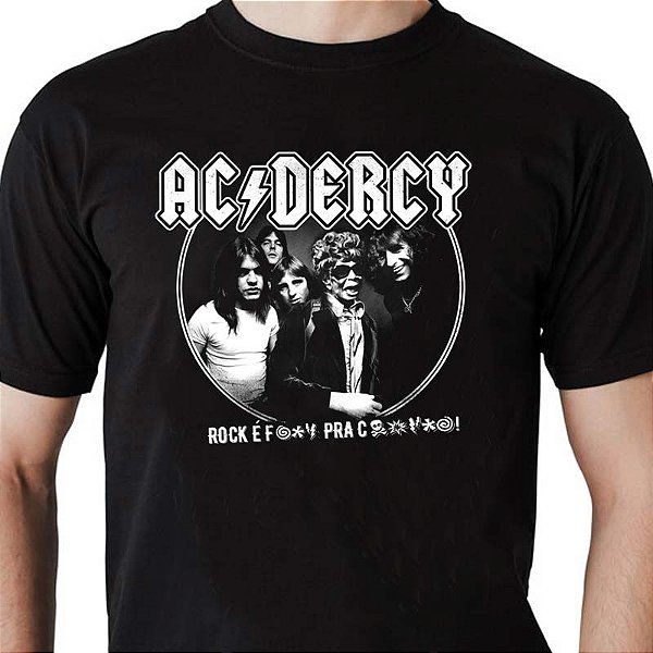 Camiseta Rock AC/Dercy tamanho adulto com mangas curtas