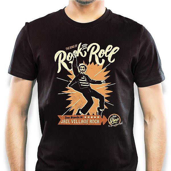 Camiseta Rock Evis Presley Seu Madruga tamanho adulto com mangas curtas