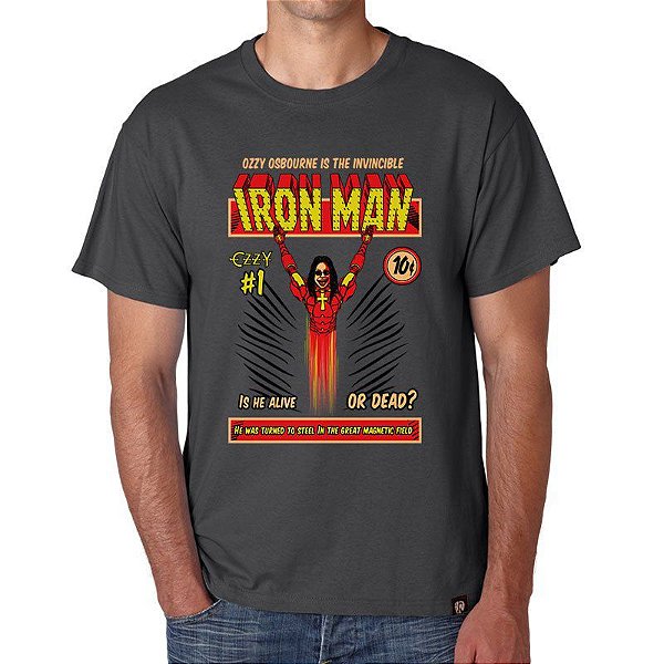 Camiseta Iron Man para adulto com mangas curtas na cor cinza