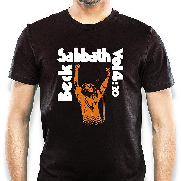 Camiseta Bob Marley Beck tamanho adulto com mangas curtas na cor preto