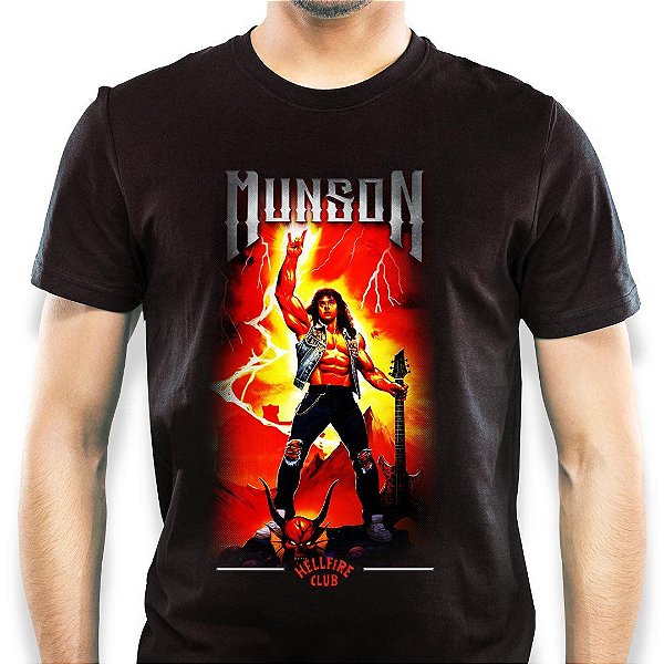 Camiseta Eddie Munson Metal Band tamanho adulto na cor preta