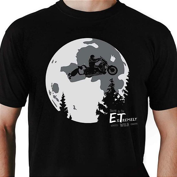 Camiseta premium ET Born to Be Wild tamanho adulto com mangas curtas na cor preta