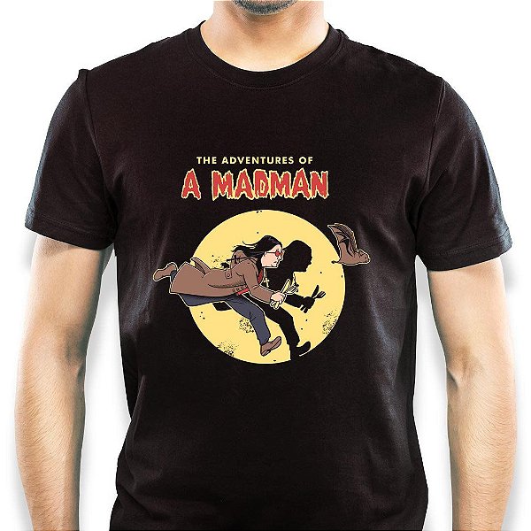 Camiseta rock Ozzy Tintim The Adventures of Madman com mangas curtas na cor preta