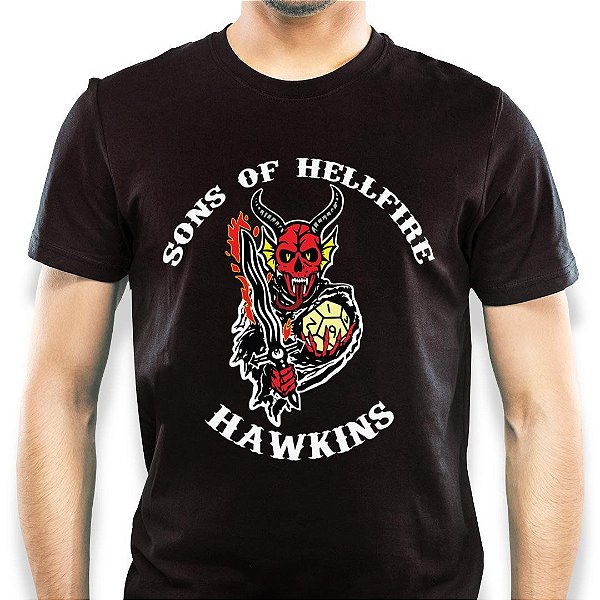 Camiseta Sons of Hellfire tamanho adulto na cor preta