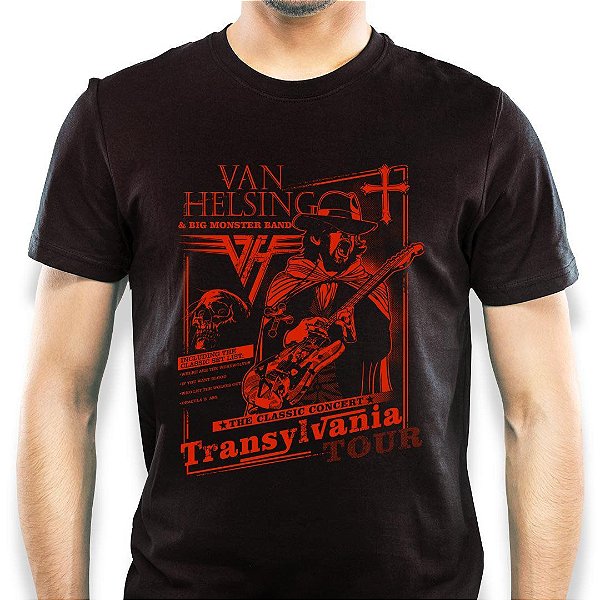 Camiseta Rock Van Helsing Van Halen manga curta tamanho adulto na cor preta