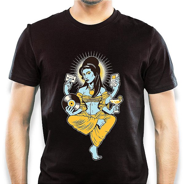 Camiseta rock Amy Winehouse Shivas na cor preta com mangas curtas