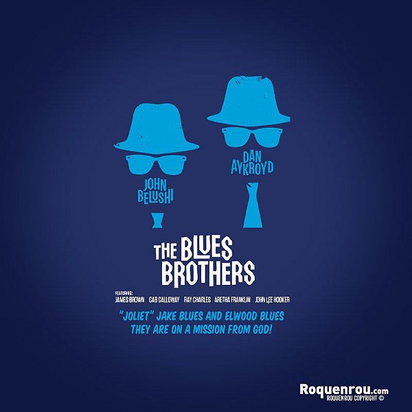 Camiseta para adulto com mangas curtas na cor azul marinho Blues Brothers