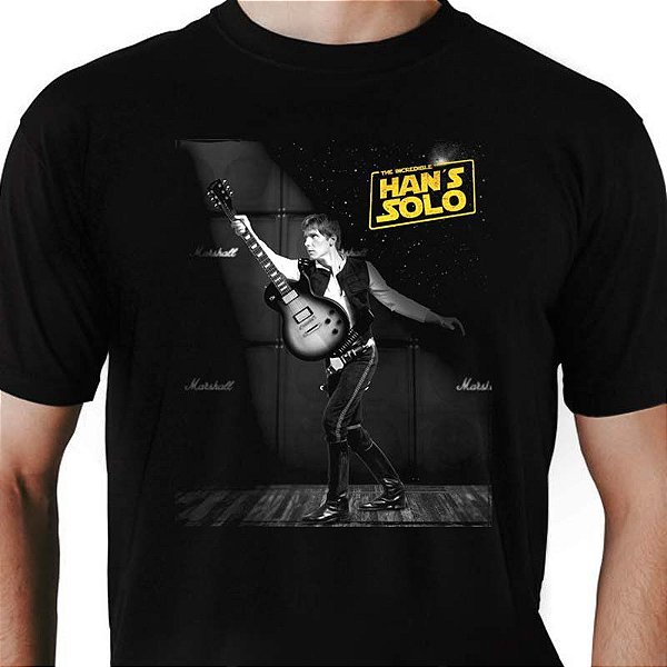 Camiseta rock Han´s Solo tamanho adulto com mangas curtas na cor preta premium