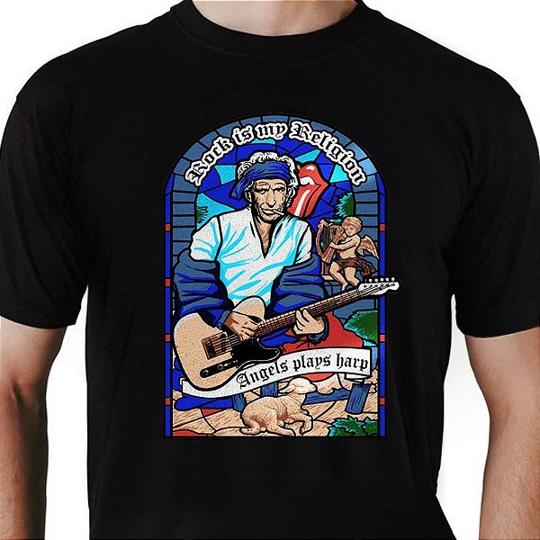 Camiseta rock Rolling Stones Keith Richards Angels tamanho adulto com mangas curtas Premium